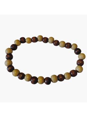 Anklet Natural Wood Bead Bracelet stretch Bead 10 inch Spring Break Beachwear